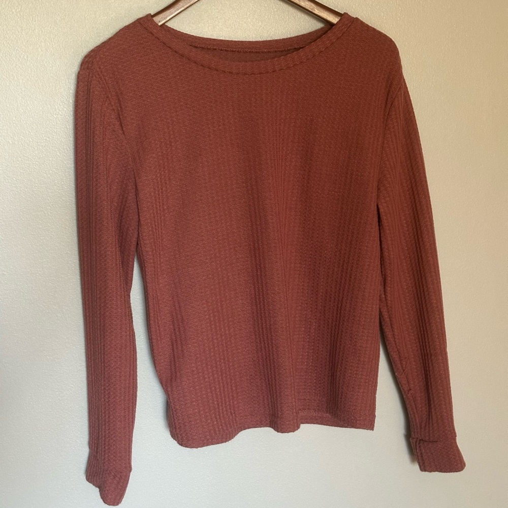 Rust Waffle Knit Lounge Set - Picture 6 of 6